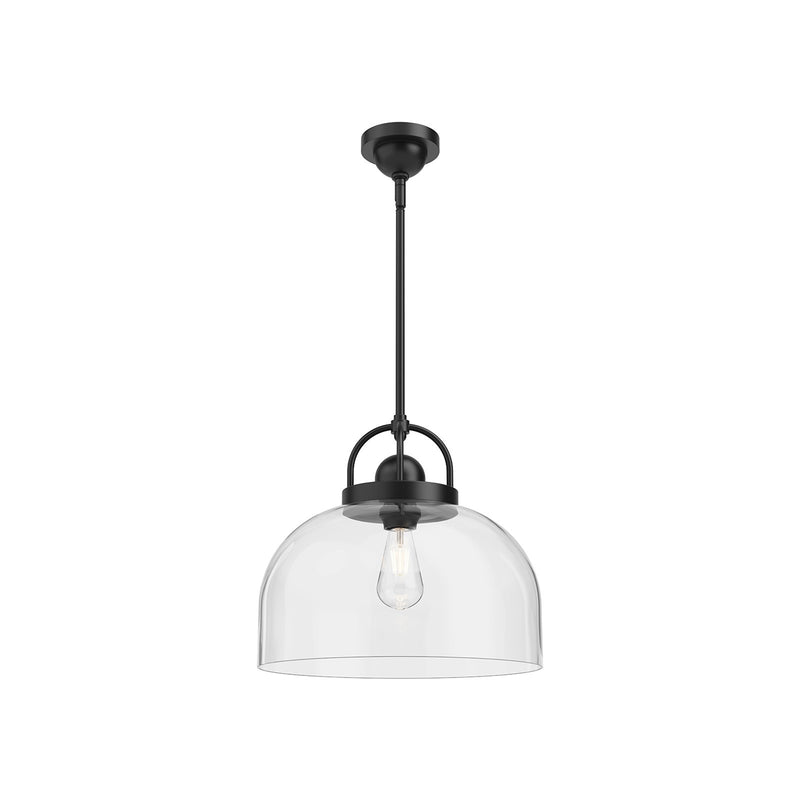 Kuzco Lancaster 15in 1-Light Pendant | Modern Vintage Matte Black Steel and Clear Glass | Kitchen Island & Dining Room | Model PD461101MB