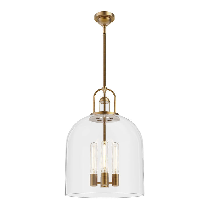 Kuzco Lancaster 16in 4-Light Pendant | Vintage Aged Gold Steel and Clear Glass | Dining Room & Kitchen Island | 16 x 22.6 in | Model PD461104AG