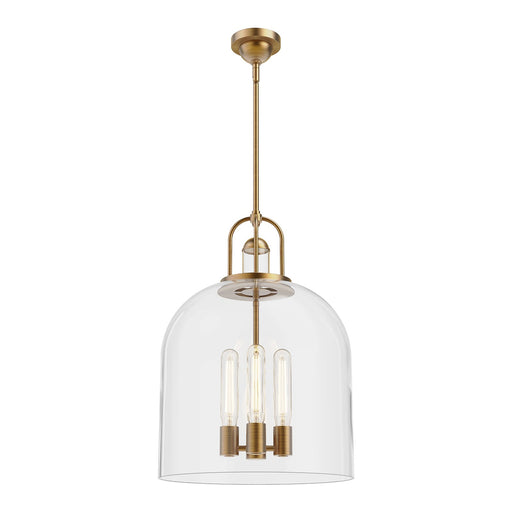 Kuzco Lancaster 16in 4-Light Pendant | Vintage Aged Gold Steel and Clear Glass | Dining Room & Kitchen Island | 16 x 22.6 in | Model PD461104AG