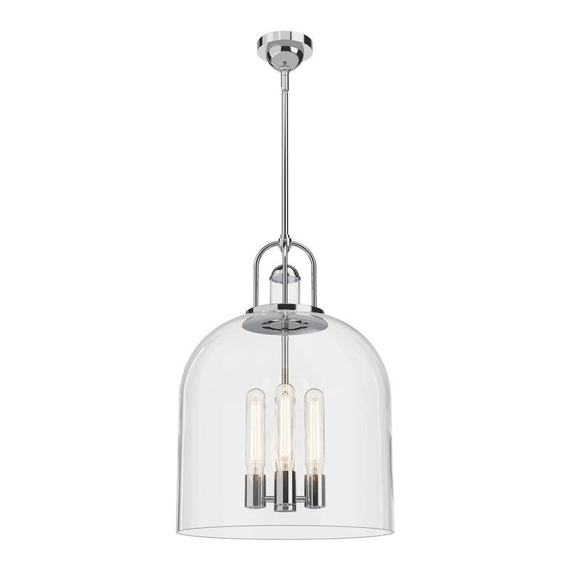 Kuzco Lancaster 16in 4-Light Pendant | Modern Chrome Steel and Clear Glass | Kitchen Island & Dining Room | Model PD461104CH