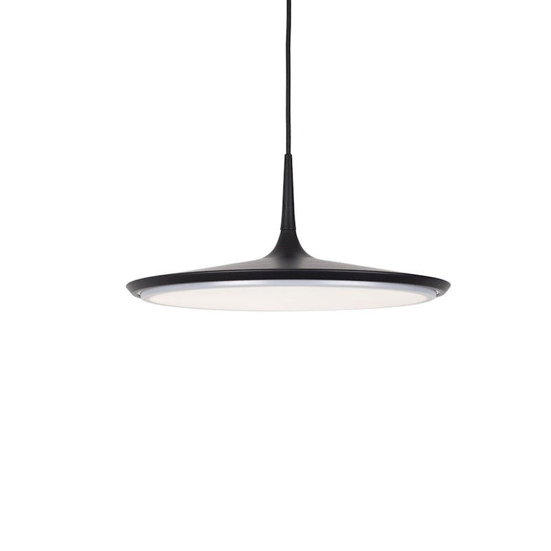 Kuzco Disc 16in 1-Light LED Pendant | Contemporary Black Aluminum and White Acrylic | Kitchen Island & Dining Room | Model PD46216-BK