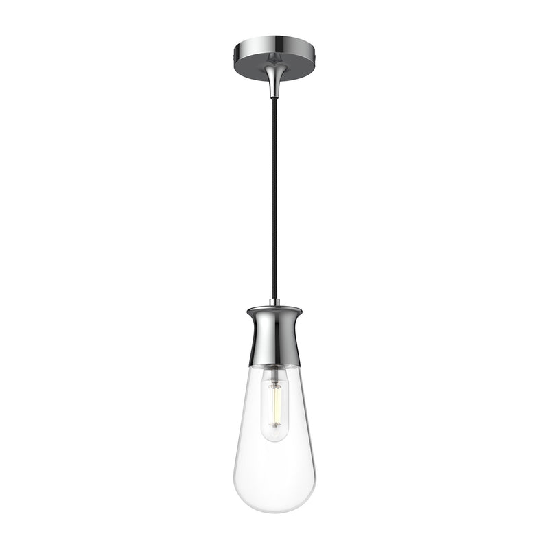 Kuzco Alora Mood Marcel 4in 1-Light Pendant | Chrome Steel and Clear Bubble Glass | Kitchen Island & Dining Room | 4 x 11 in | Model PD464001CH