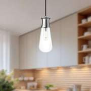 Kuzco Alora Mood Marcel 4in 1-Light Pendant | Chrome Steel and Clear Bubble Glass | Kitchen Island & Dining Room | 4 x 11 in | Model PD464001CH