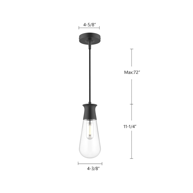 Kuzco Alora Mood Marcel 4in 1-Light Pendant | Chrome Steel and Clear Bubble Glass | Kitchen Island & Dining Room | 4 x 11 in | Model PD464001CH