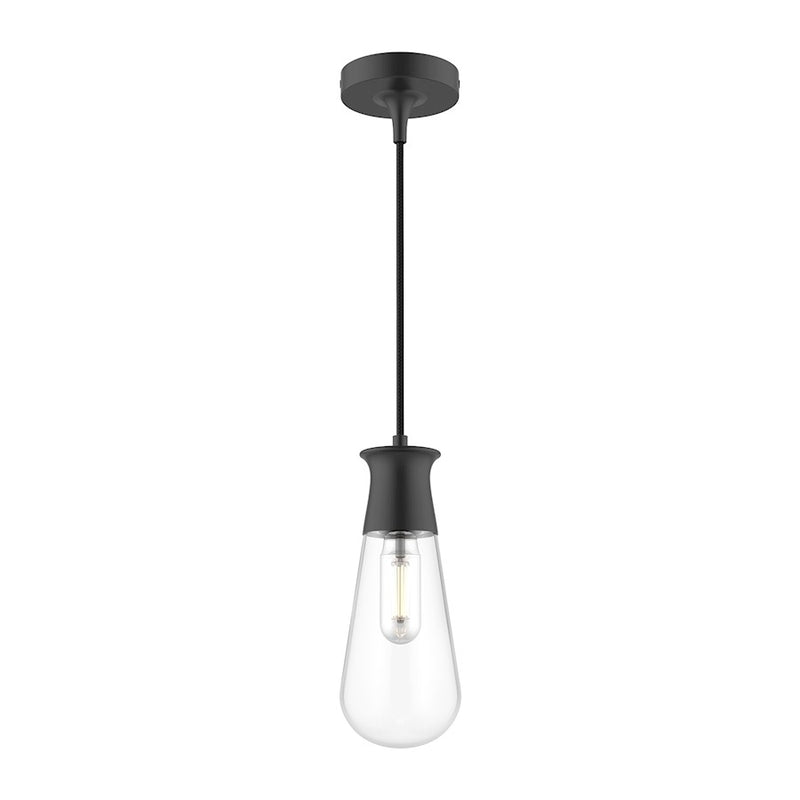 Kuzco Marcel 11in 1-Light Pendant | Matte Black Steel and Clear Glass | Kitchen Island & Dining Room | 4.38 x 11.25 in | Model PD464001MB