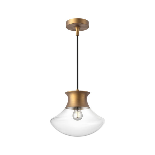 Kuzco Marcel 1-Light Pendant | Aged Gold Steel and Clear Glass | Kitchen Island & Dining Room | 10.25in Dia x 8.88in H | Model PD464012AG