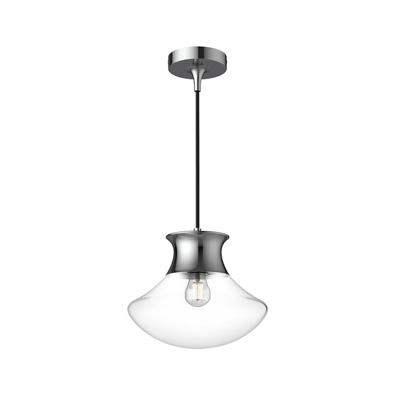 Kuzco Marcel 1-Light 11in Pendant | Modern Chrome Steel and Clear Glass | Kitchen Island & Dining Room | 10.25 x 8.88 in | Model PD464012CH