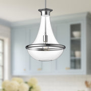 Kuzco Marcel 10in 1-Light Pendant | Modern Chrome Steel and Clear Glass | Kitchen Island & Dining Room | 10.12 x 18.5 in | Model PD464014CH