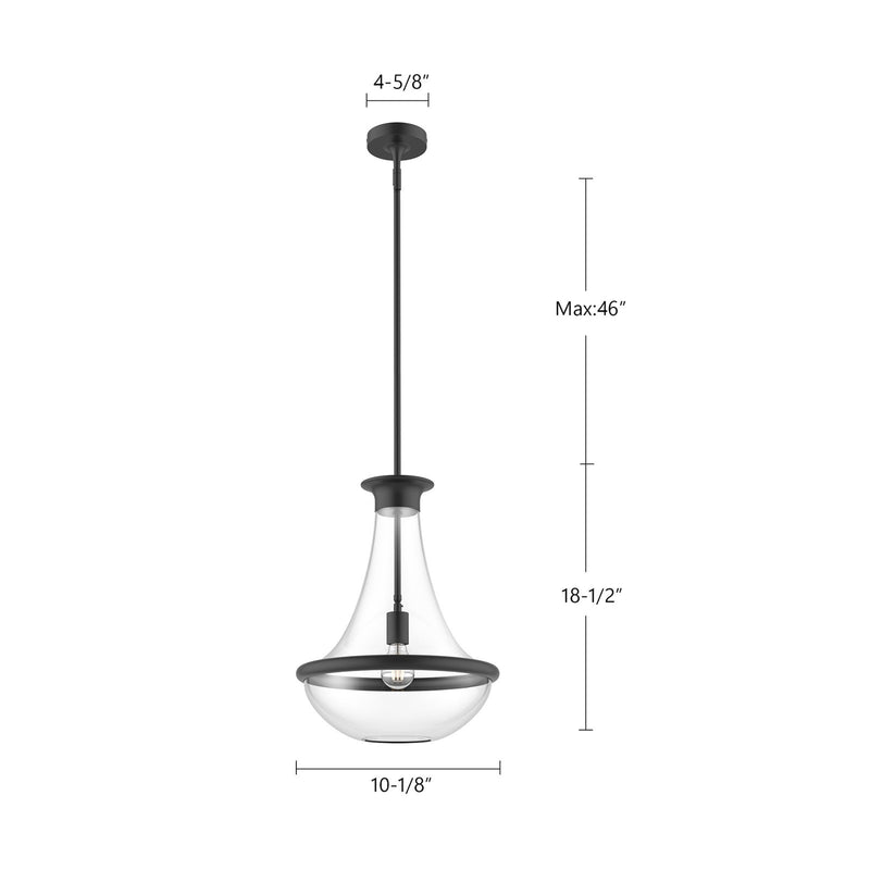 Kuzco Marcel 10in 1-Light Pendant | Modern Chrome Steel and Clear Glass | Kitchen Island & Dining Room | 10.12 x 18.5 in | Model PD464014CH