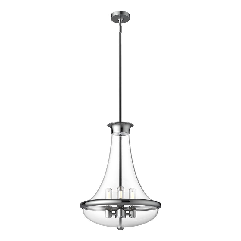 Kuzco Marcel 18in 4-Light Pendant | Modern Chrome Steel and Clear Bubble Glass | Kitchen Island & Dining Room | Model PD464018CH