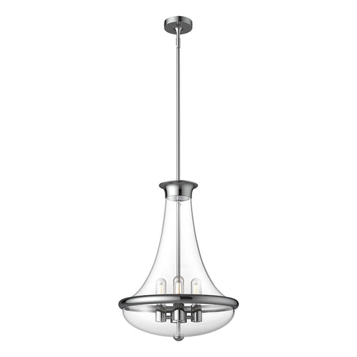 Kuzco Marcel 18in 4-Light Pendant | Modern Chrome Steel and Clear Bubble Glass | Kitchen Island & Dining Room | Model PD464018CH