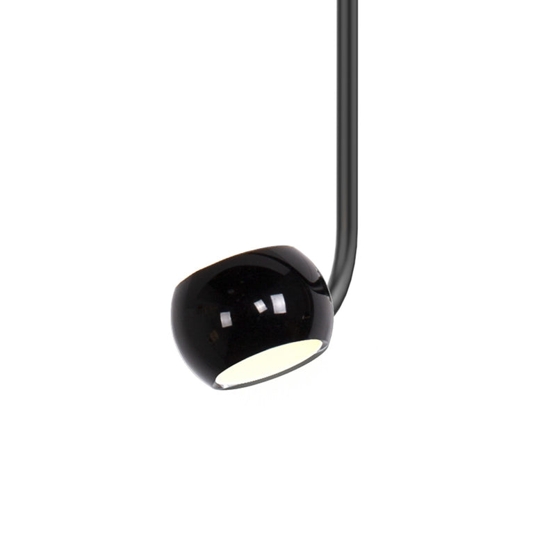Kuzco Flux 9in 1-Light LED Pendant | Modern Gloss Black and Acrylic Diffuser | Kitchen Island & Dining Room | Model PD46604-GBK