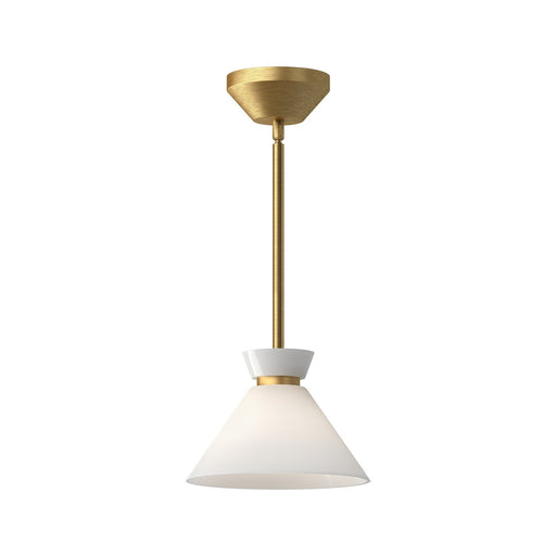 Kuzco Halston 8in 1-Light Pendant | Vintage Brushed Gold and Glossy Opal Glass | Kitchen Island & Dining Room | 5.62 in H | Model PD470108BGGO