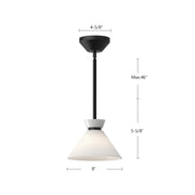 Kuzco Halston 8in 1-Light Pendant | Vintage Brushed Gold and Glossy Opal Glass | Kitchen Island & Dining Room | 5.62 in H | Model PD470108BGGO