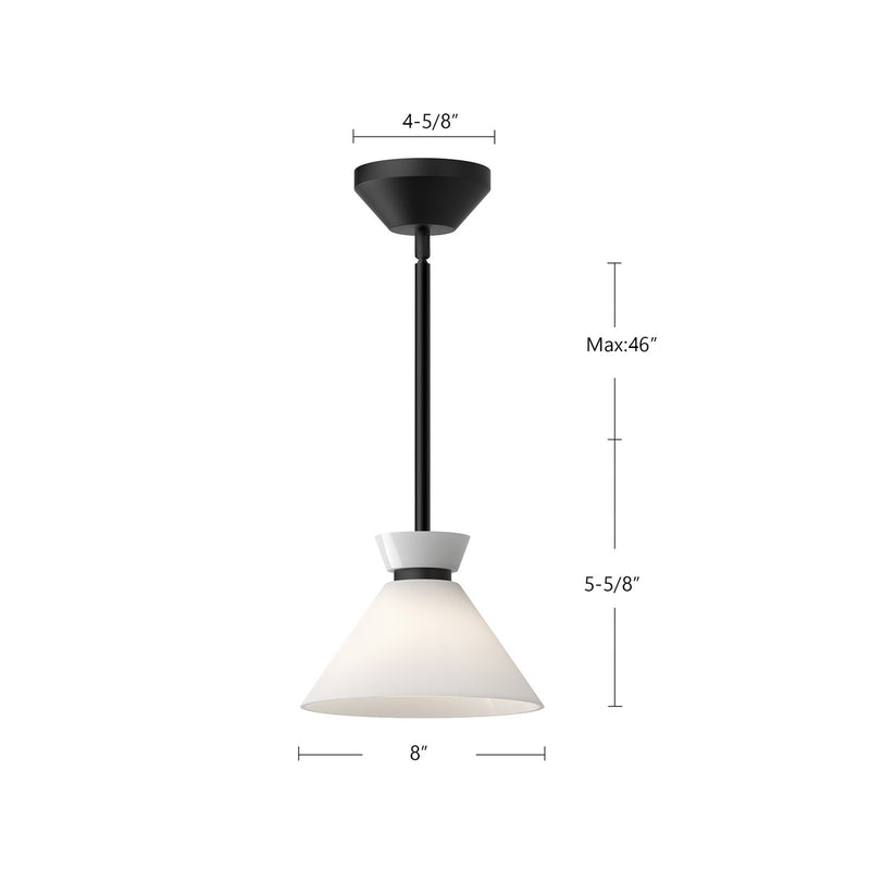 Kuzco Halston 8in 1-Light Pendant | Vintage Brushed Gold and Glossy Opal Glass | Kitchen Island & Dining Room | 5.62 in H | Model PD470108BGGO
