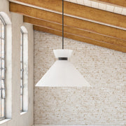 Kuzco Halston 14in 1-Light Pendant | Matte Black and Glossy Opal Glass | Kitchen Island & Dining Room | 9 x 14 x 14 in | Model PD470514MBGO