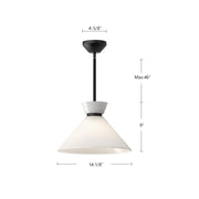Kuzco Halston 14in 1-Light Pendant | Matte Black and Glossy Opal Glass | Kitchen Island & Dining Room | 9 x 14 x 14 in | Model PD470514MBGO