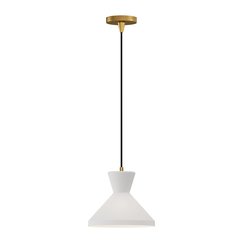 Kuzco Betty 10in 1-Light Pendant | Mid-Century Aged Gold Steel and Matte Opal Glass | Kitchen Island & Dining Room | Model PD473710AGOP