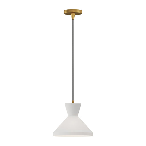 Kuzco Betty 10in 1-Light Pendant | Mid-Century Aged Gold Steel and Matte Opal Glass | Kitchen Island & Dining Room | Model PD473710AGOP