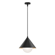 Kuzco Remy 14in 1-Light Pendant | Matte Black Steel and Opal Glass | Kitchen Island & Dining Room | Model PD485214MBOP