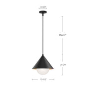 Kuzco Remy 14in 1-Light Pendant | Matte Black Steel and Opal Glass | Kitchen Island & Dining Room | Model PD485214MBOP