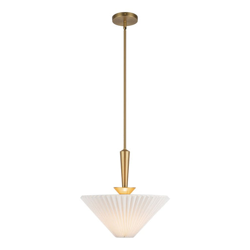 Kuzco Bridgette 16" Socket Pendant, Gold/Folded White/Linen Shade - PD497016BGFW
