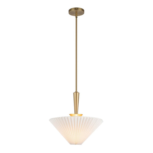 Kuzco Bridgette 16" Socket Pendant, Gold/Folded White/Linen Shade