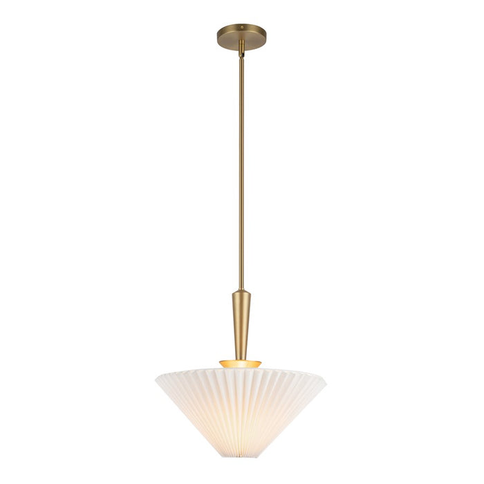 Kuzco Bridgette 16" Socket Pendant, Gold/Folded White/Linen Shade