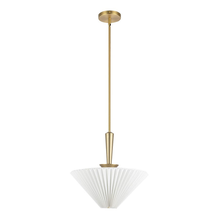 Kuzco Bridgette 16" Socket Pendant, Gold/Folded White/Linen Shade