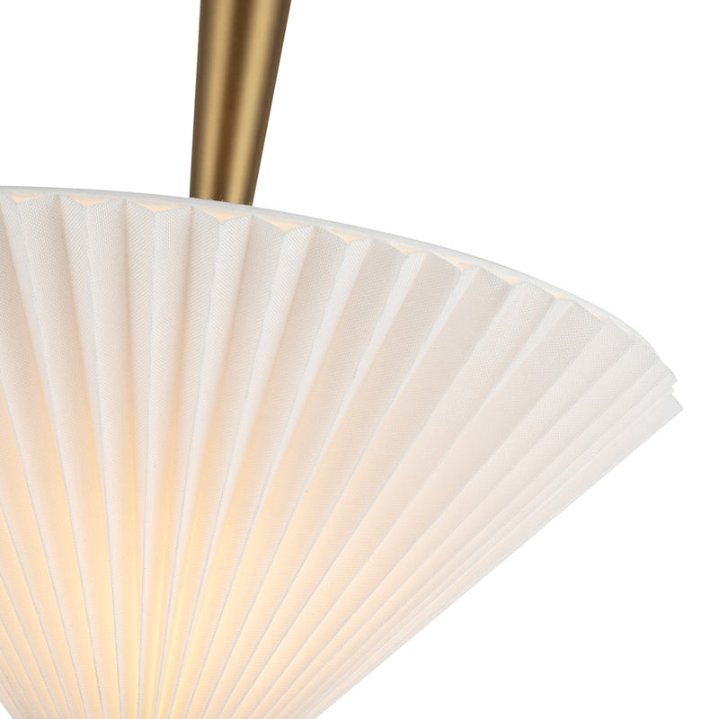 Kuzco Bridgette 16" Socket Pendant, Gold/Folded White/Linen Shade