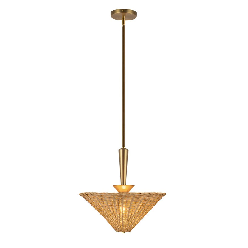 Kuzco Bridgette 16" Socket Pendant, Gold/Rattan/Rattan Shade - PD497016BGRA