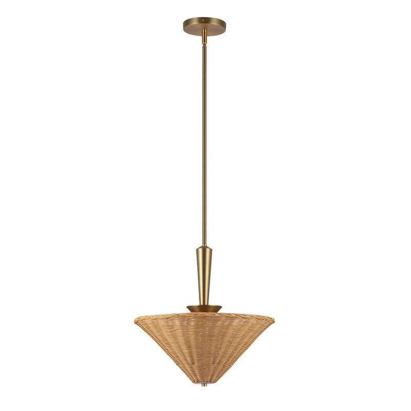 Kuzco Bridgette 16" Socket Pendant, Gold/Rattan/Rattan Shade