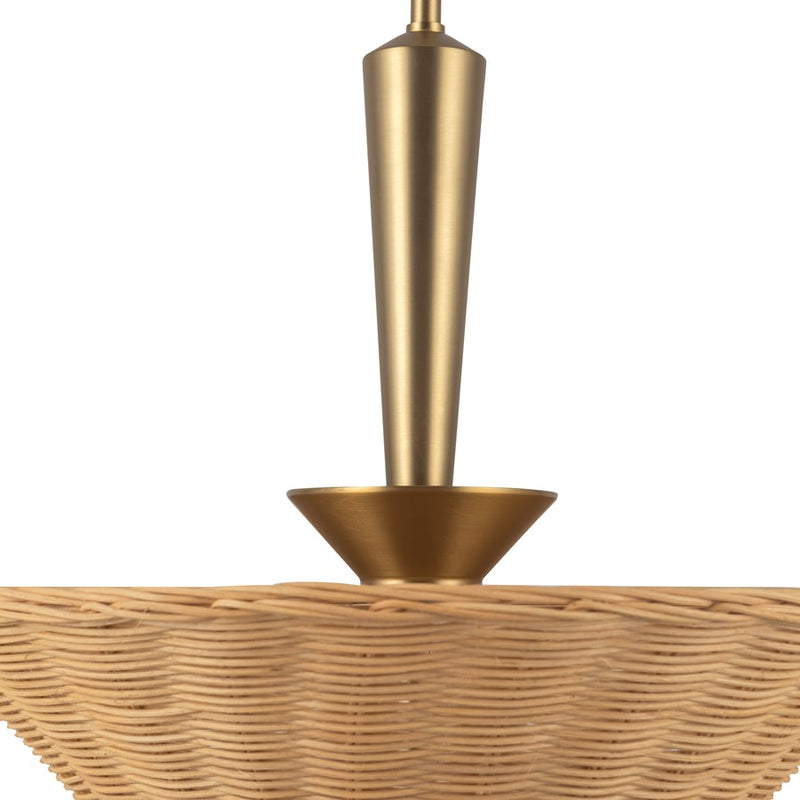 Kuzco Bridgette 16" Socket Pendant, Gold/Rattan/Rattan Shade