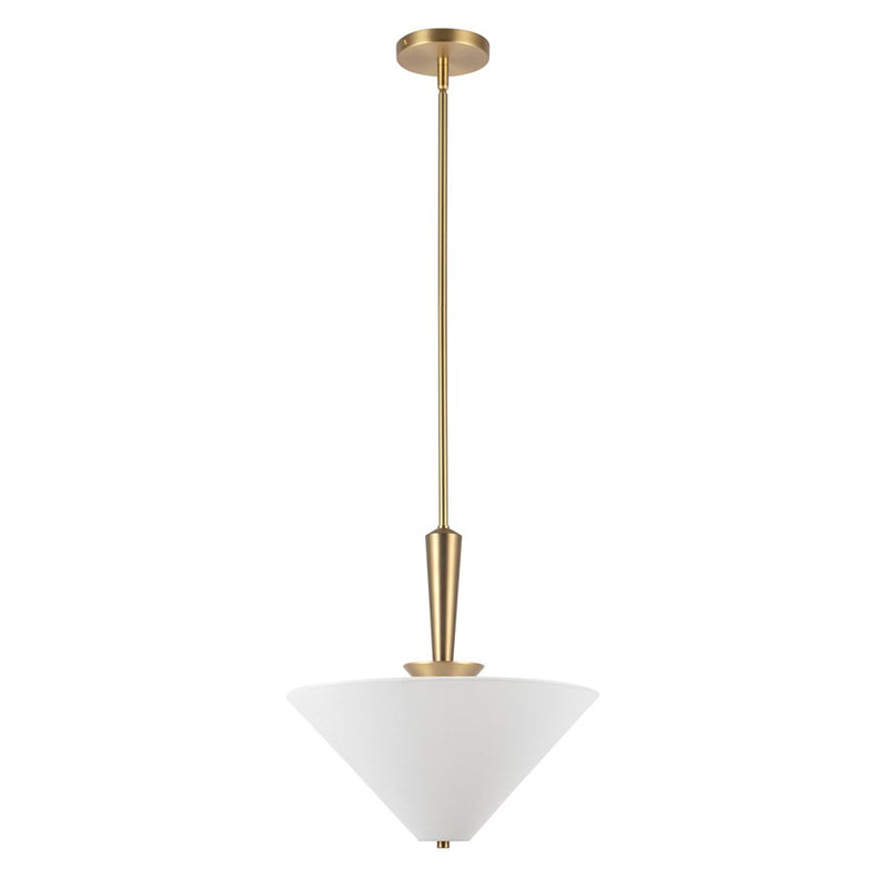 Kuzco Bridgette 16" Socket Pendant, Gold/White Linen/Linen Shade