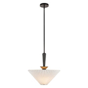 Kuzco Bridgette 16" Socket Pendant, Black/Folded White/Linen - PD497016MBFW