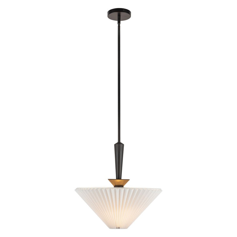 Kuzco Bridgette 16" Socket Pendant, Black/Folded White/Linen - PD497016MBFW