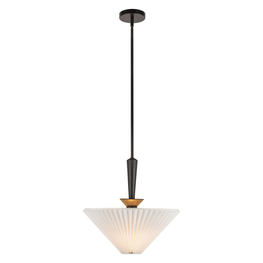 Kuzco Bridgette 16" Socket Pendant, Black/Folded White/Linen - PD497016MBFW