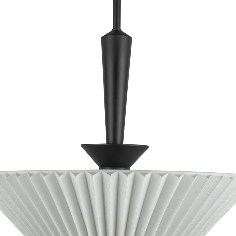 Kuzco Bridgette 16" Socket Pendant, Black/Folded White/Linen