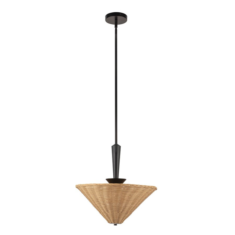 Kuzco Bridgette 16" Socket Pendant, Black/Rattan/Rattan Shade