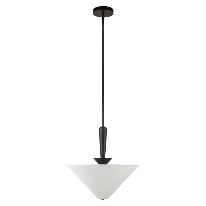 Kuzco Bridgette 16" Socket Pendant, Black/White Linen/Linen Shade