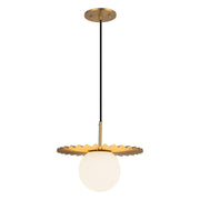 Kuzco Alora Mood Plume 12in 1-Light Pendant | Couture Brushed Gold and Opal Matte Glass | Kitchen Island & Dining Room | Model PD501212BGOP