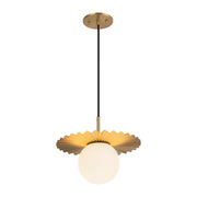 Kuzco Alora Mood Plume 12in 1-Light Pendant | Couture Brushed Gold and Opal Matte Glass | Kitchen Island & Dining Room | Model PD501212BGOP
