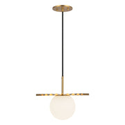 Kuzco Alora Mood Plume 12in 1-Light Pendant | Couture Brushed Gold and Opal Matte Glass | Kitchen Island & Dining Room | Model PD501212BGOP