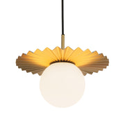 Kuzco Alora Mood Plume 12in 1-Light Pendant | Couture Brushed Gold and Opal Matte Glass | Kitchen Island & Dining Room | Model PD501212BGOP