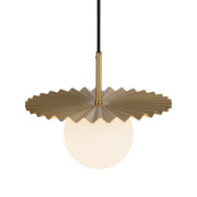 Kuzco Alora Mood Plume 12in 1-Light Pendant | Couture Brushed Gold and Opal Matte Glass | Kitchen Island & Dining Room | Model PD501212BGOP
