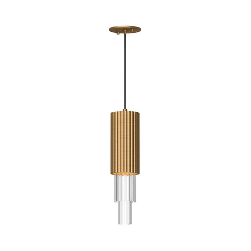 Kuzco Alora Mood Bordeaux 4in LED Pendant | Art Deco Aged Gold and Clear Ribbed Glass | Kitchen Island & Dining Room | 935lm | Model PD502204AGCR