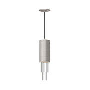 Kuzco Bordeaux 4in 1-Light LED Pendant | Brushed Nickel and Clear Ribbed Glass | Kitchen Island & Dining Room | 17.12 x 4.38 in | Model PD502204BNCR