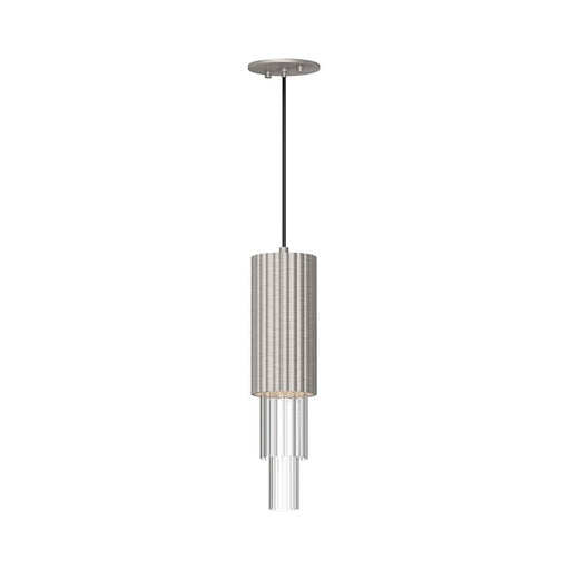 Kuzco Bordeaux 4in 1-Light LED Pendant | Brushed Nickel and Clear Ribbed Glass | Kitchen Island & Dining Room | 17.12 x 4.38 in | Model PD502204BNCR
