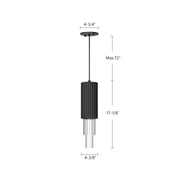 Kuzco Bordeaux 4in 1-Light LED Pendant | Brushed Nickel and Clear Ribbed Glass | Kitchen Island & Dining Room | 17.12 x 4.38 in | Model PD502204BNCR