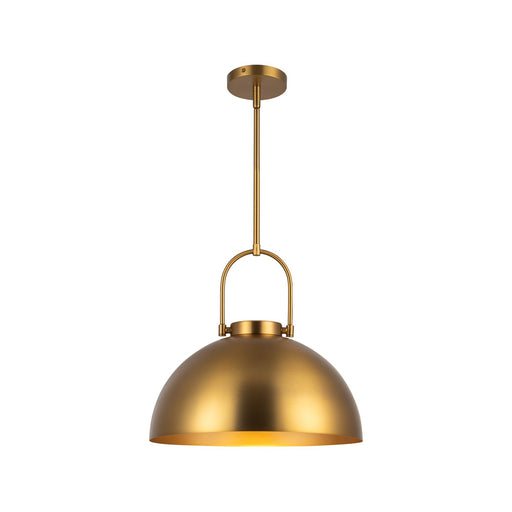 Kuzco Harper 16in 1-Light Pendant | Mid-Century Aged Gold Metal and Opal Glass | Kitchen Island & Dining Room | 14.75 x 15.75 in | Model PD504016AG